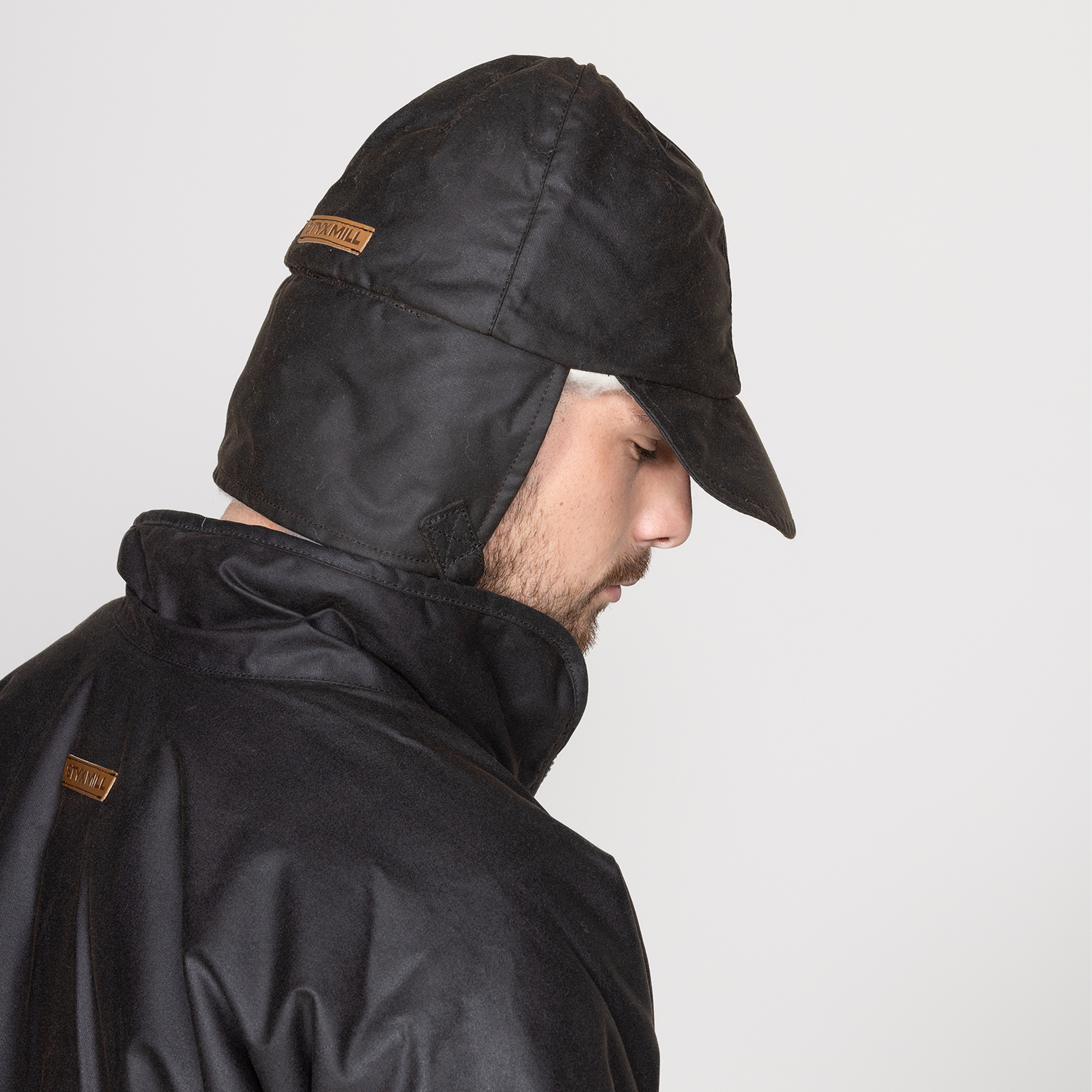 Oilskin Brown Wool Lined Trapper Hat