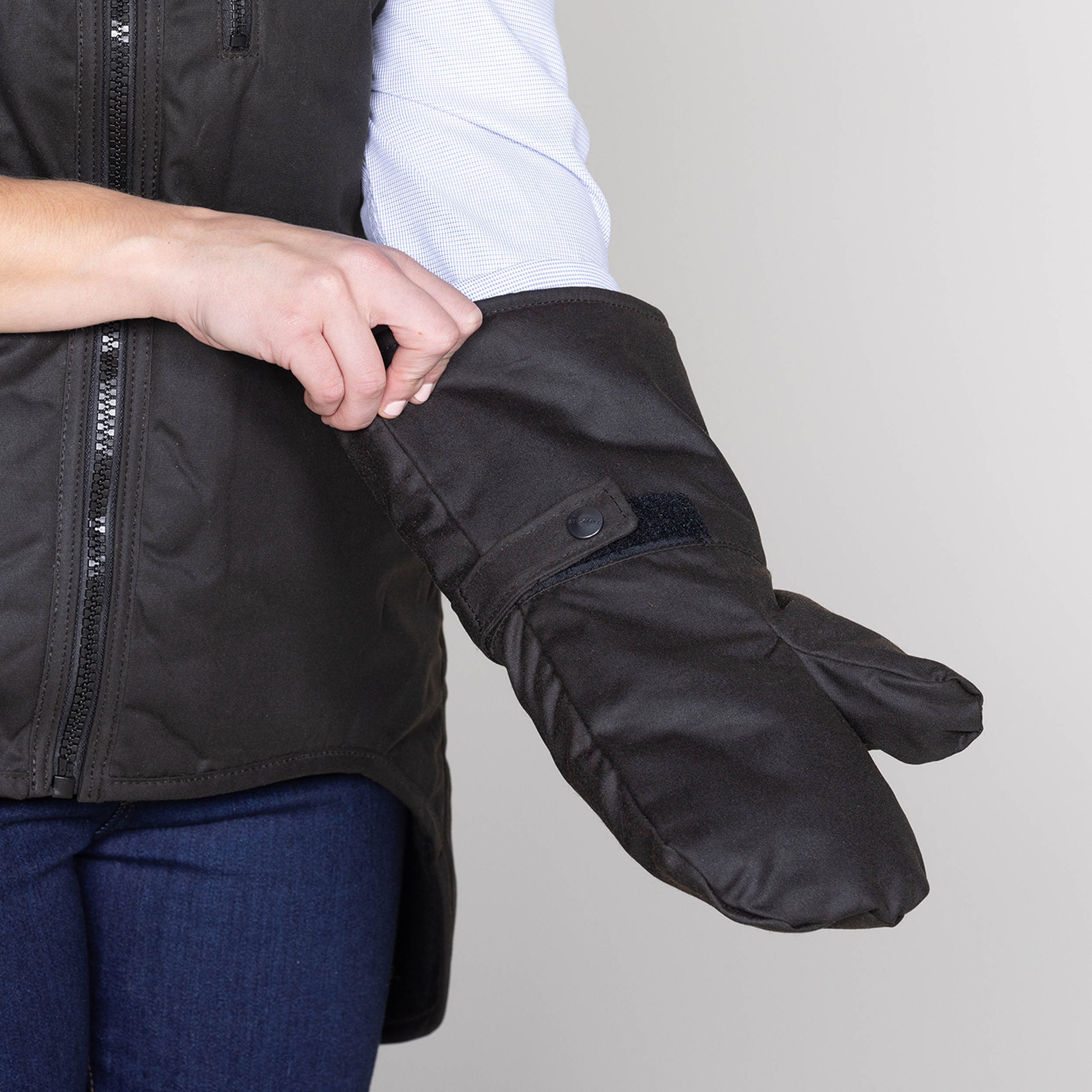 Oilskin Brown Fur Lined Mittens