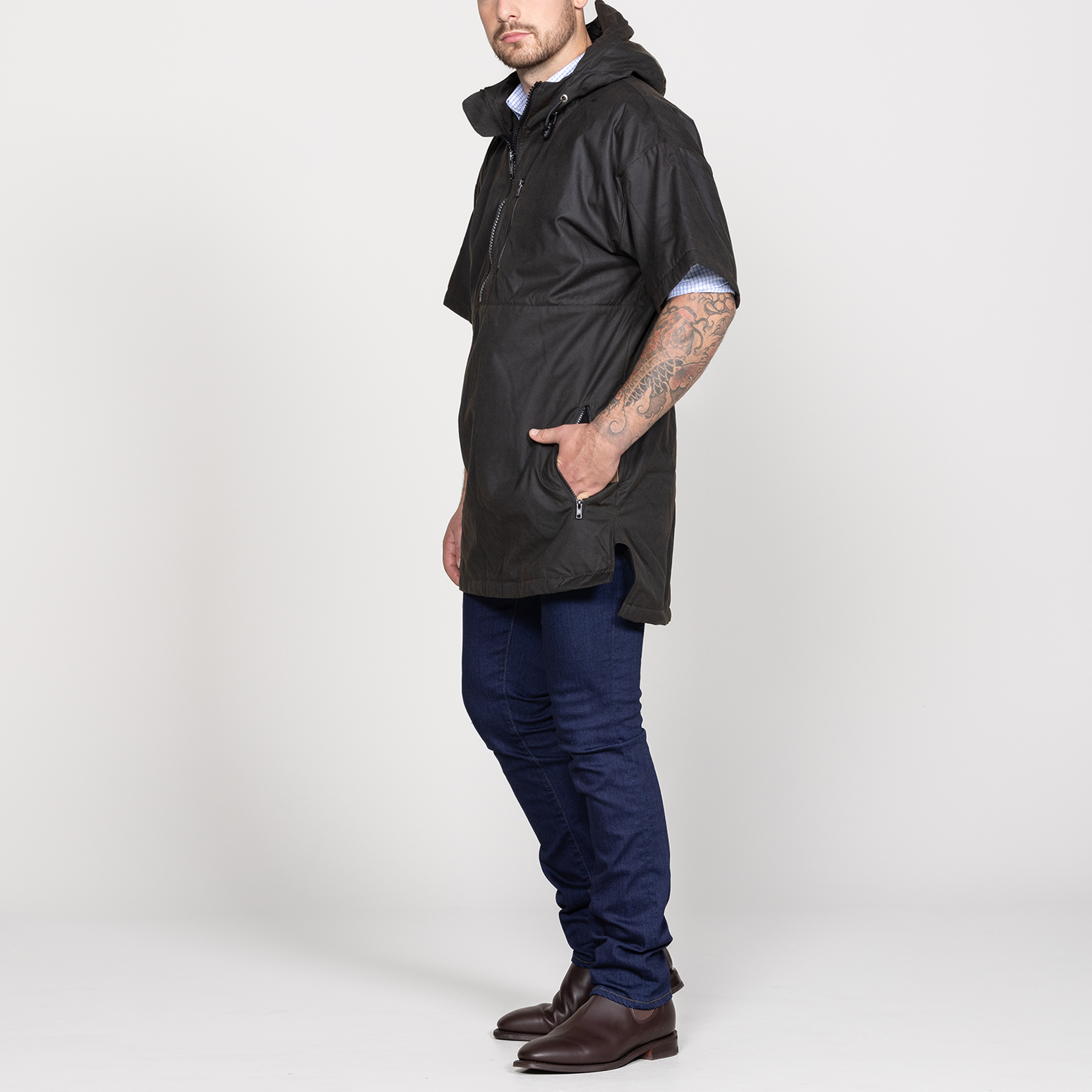 Oilskin Brown Lined Short Sleeve Scope Pullover