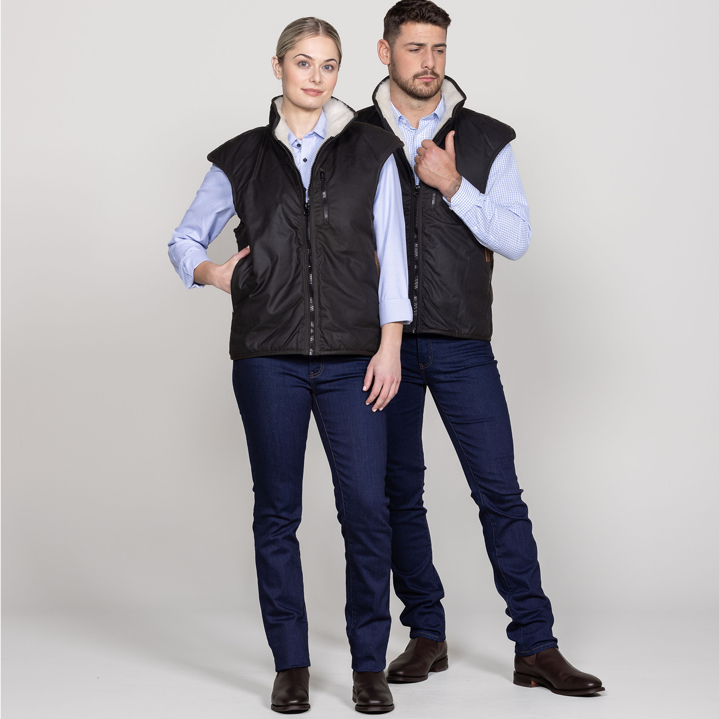 Oilskin Brown Shearling Lined Vest (no tail)
