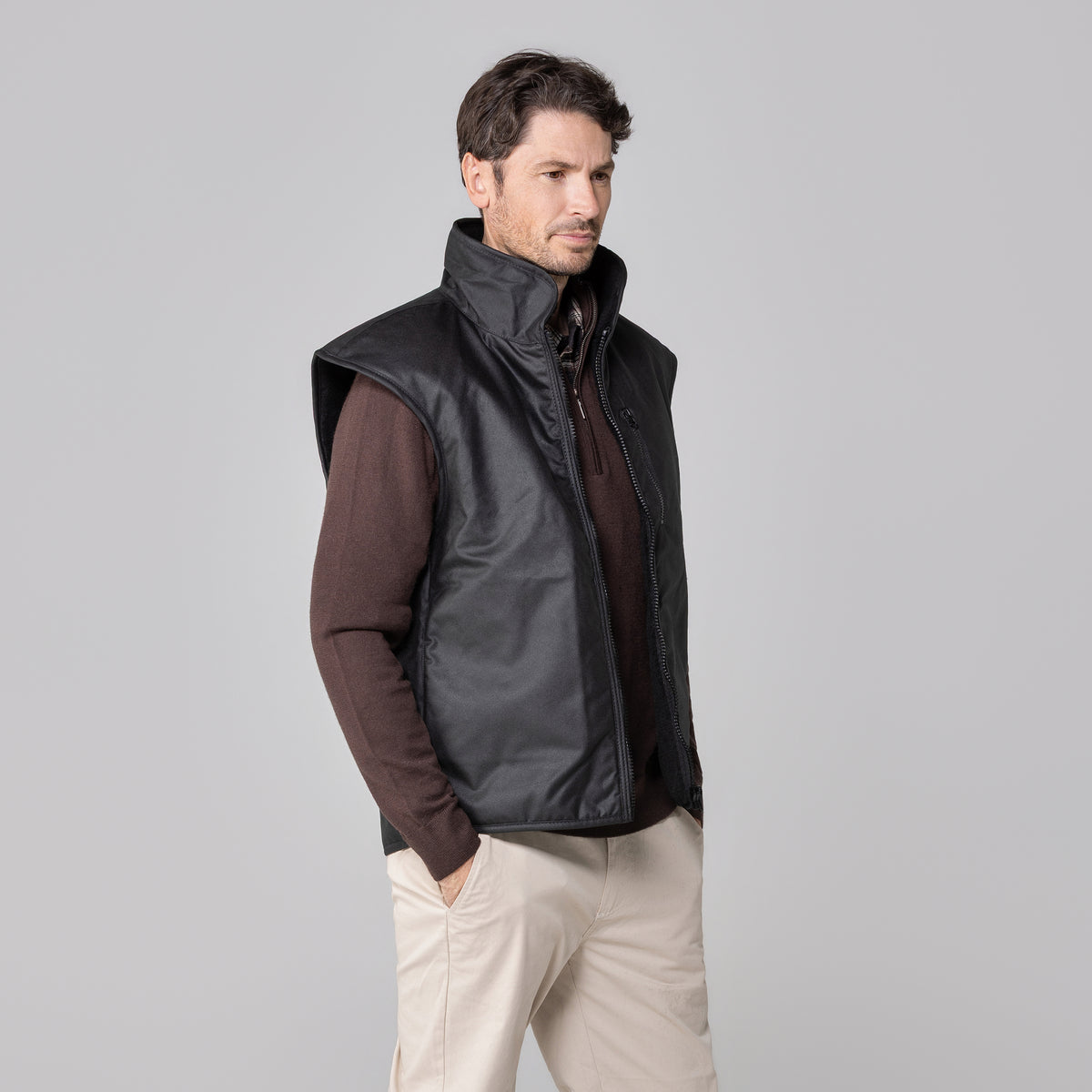 Oilskin Black Fur Lined Replica Vest (no tail)