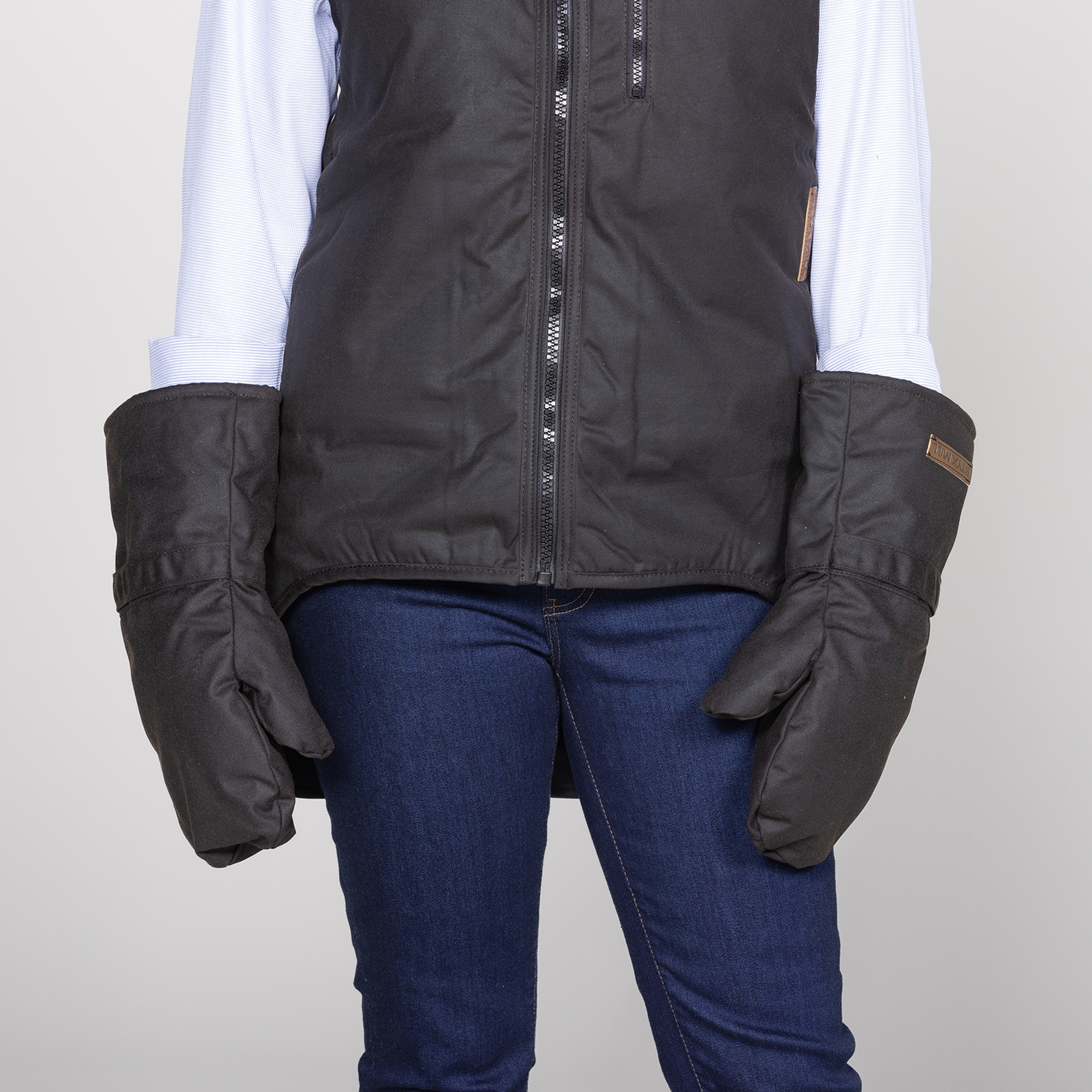 Oilskin Brown Fur Lined Mittens