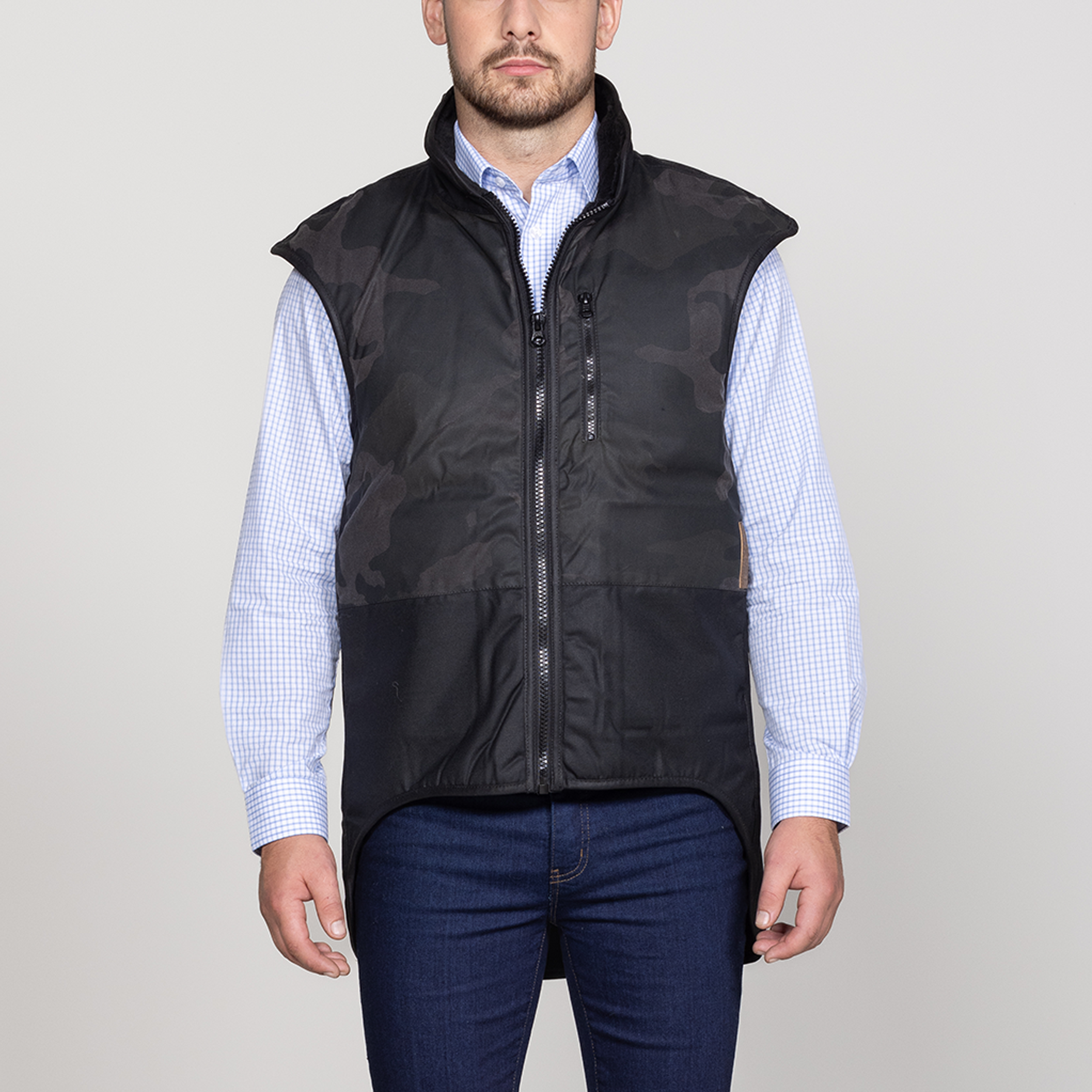 Oilskin Camo Fur Lined Vest