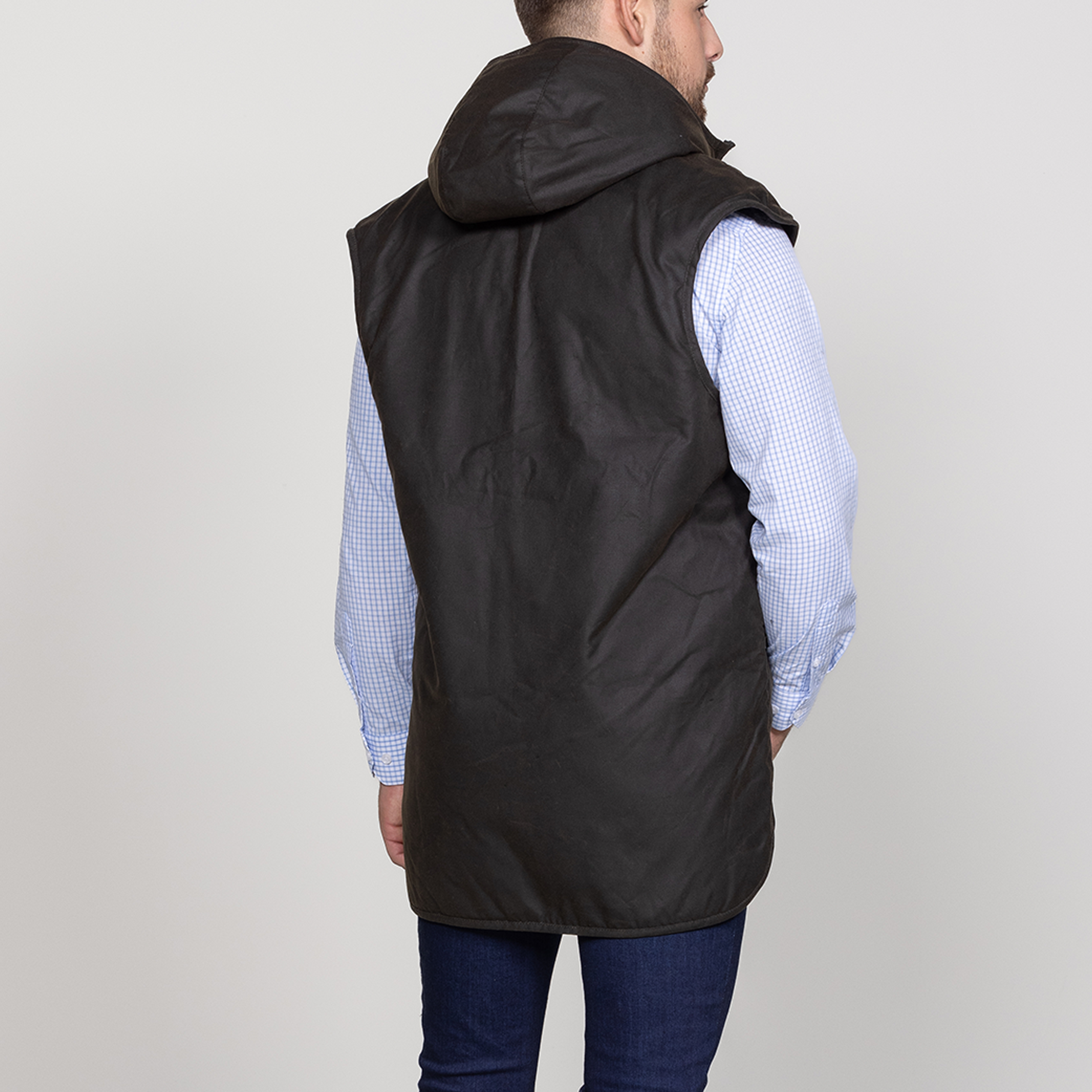 Oilskin Brown Fur Lined Hoodie Vest
