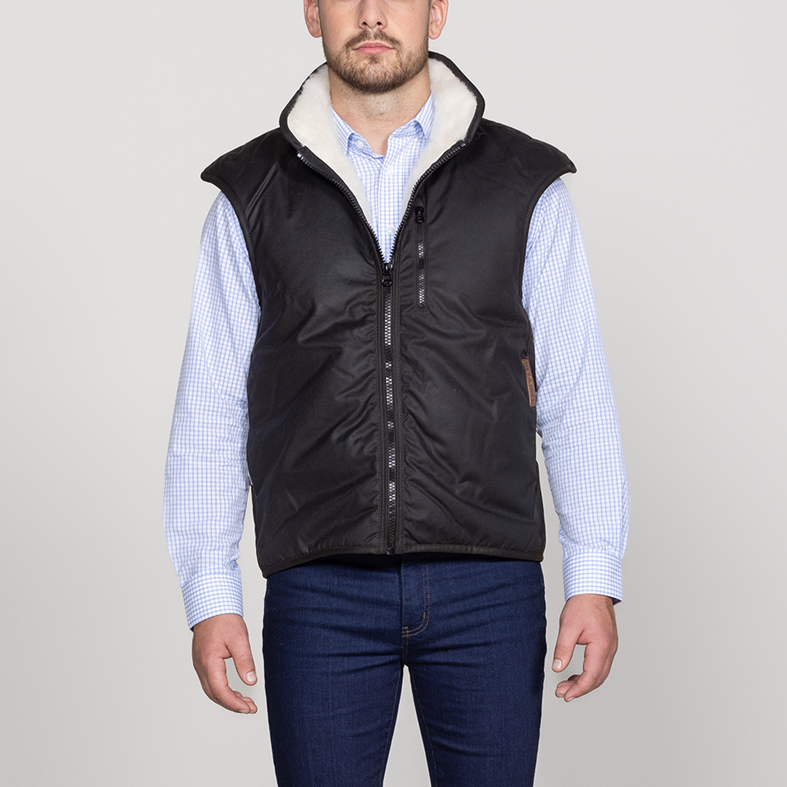 Oilskin Brown Shearling Lined Vest (no tail)