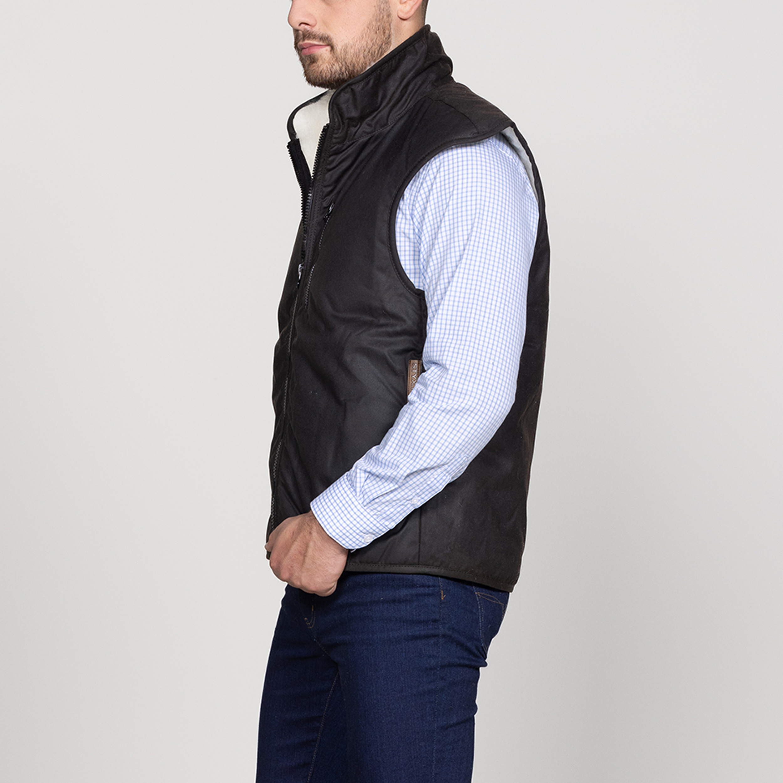Oilskin Brown Shearling Lined Vest (no tail)