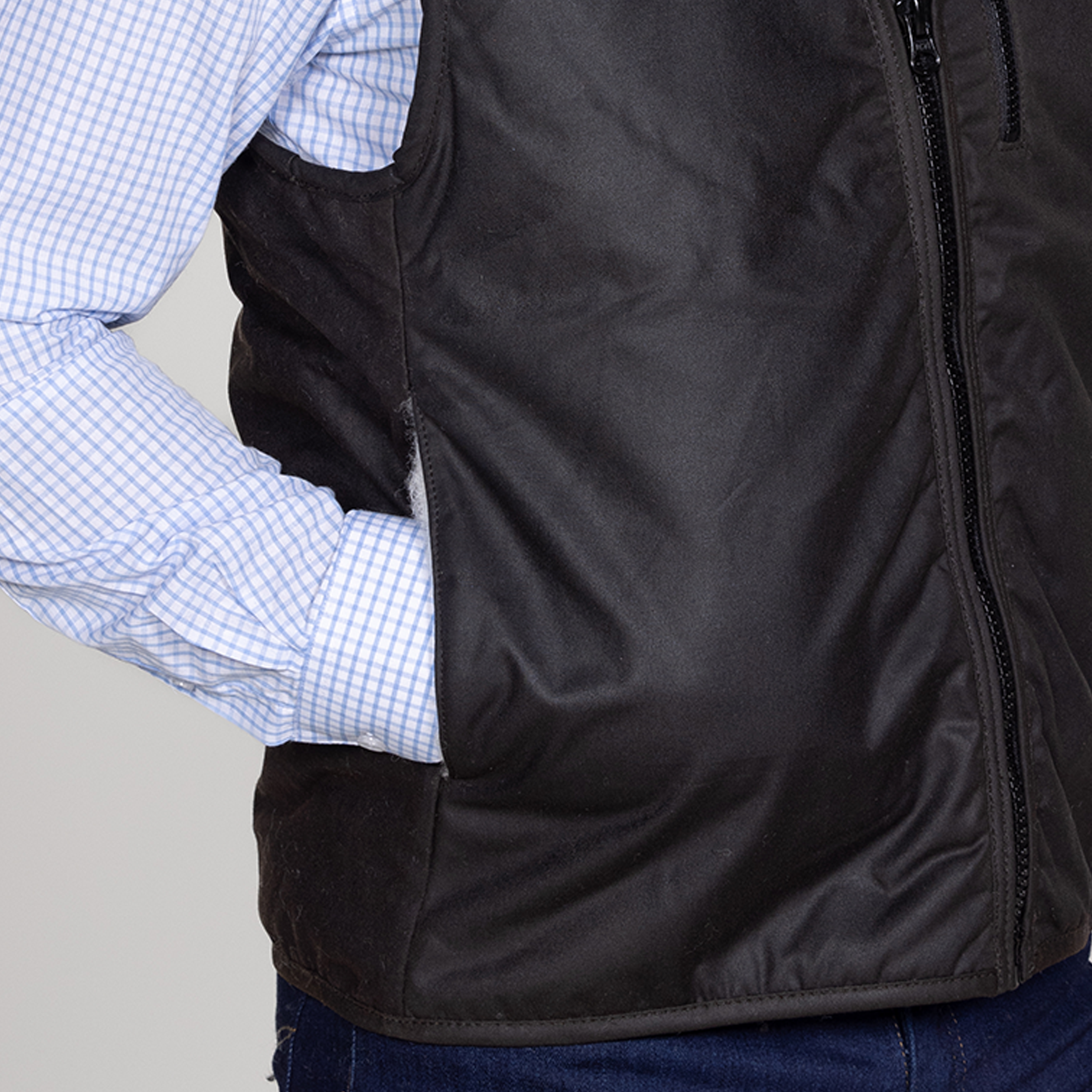 Oilskin Brown Shearling Lined Vest (no tail)