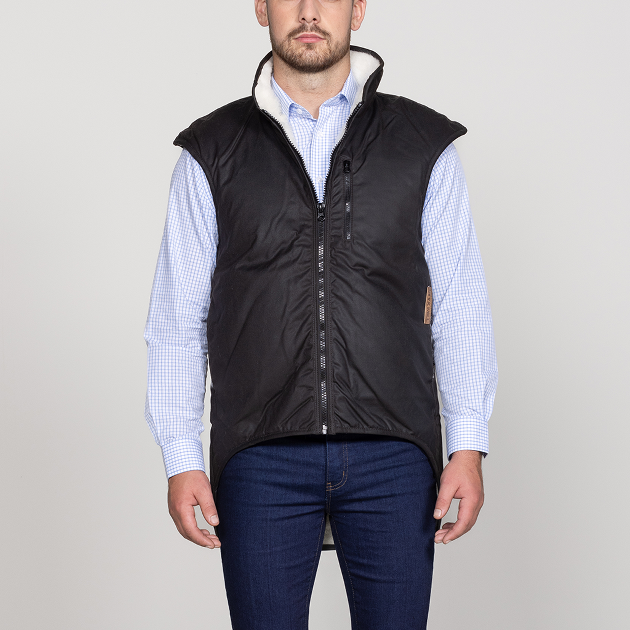 Oilskin Brown Shearling Lined Vest