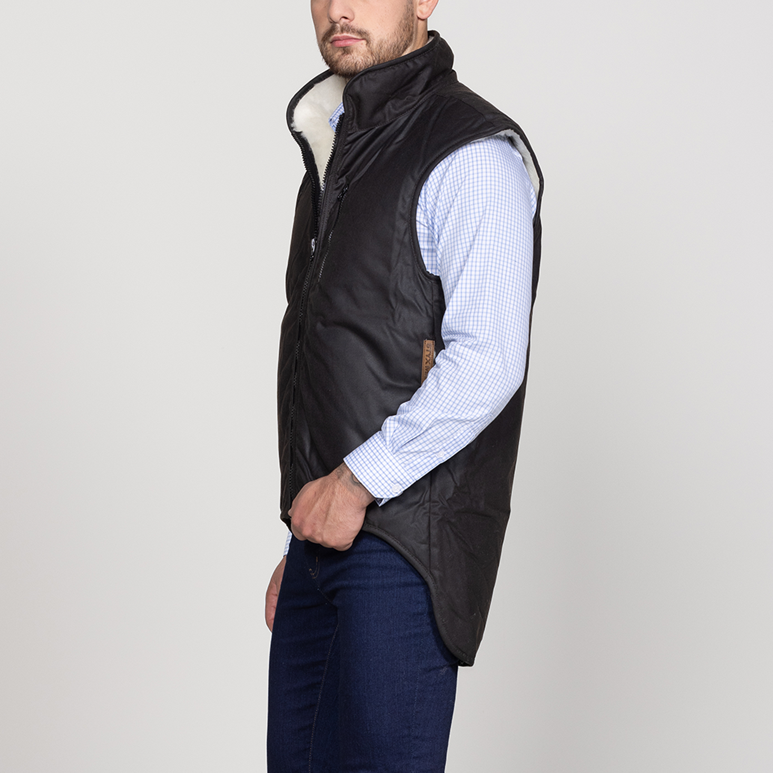 Oilskin Brown Shearling Lined Vest