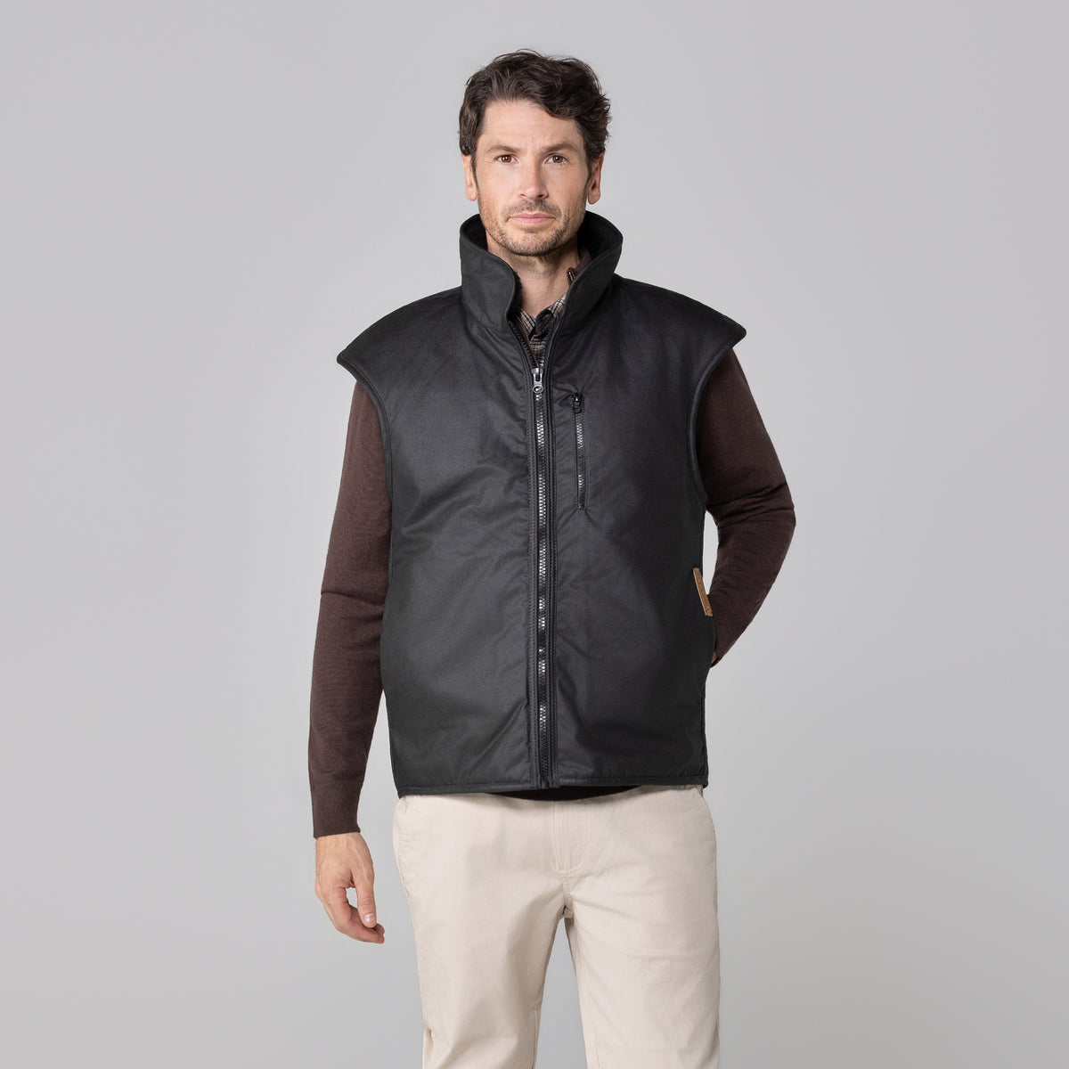Oilskin Black Fur Lined Replica Vest (no tail)