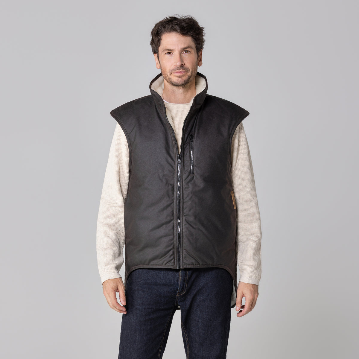 Oilskin Brown Shearling Lined Vest