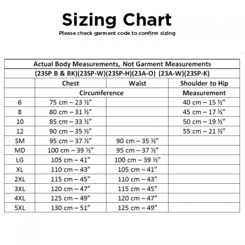 Sizing Chart One - Styx Mill